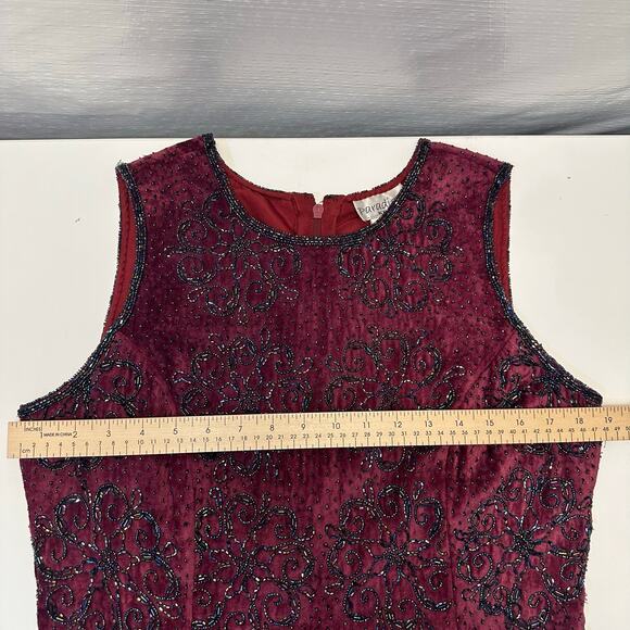 Vintage Paradise Womens L Top Large Red Velvet Sleeveless Embellished Whimsygoth - Picture 8 of 9